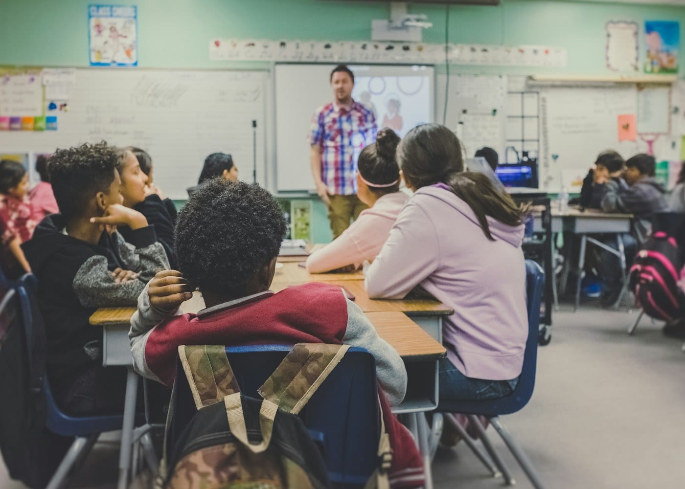 Students working in a classroom