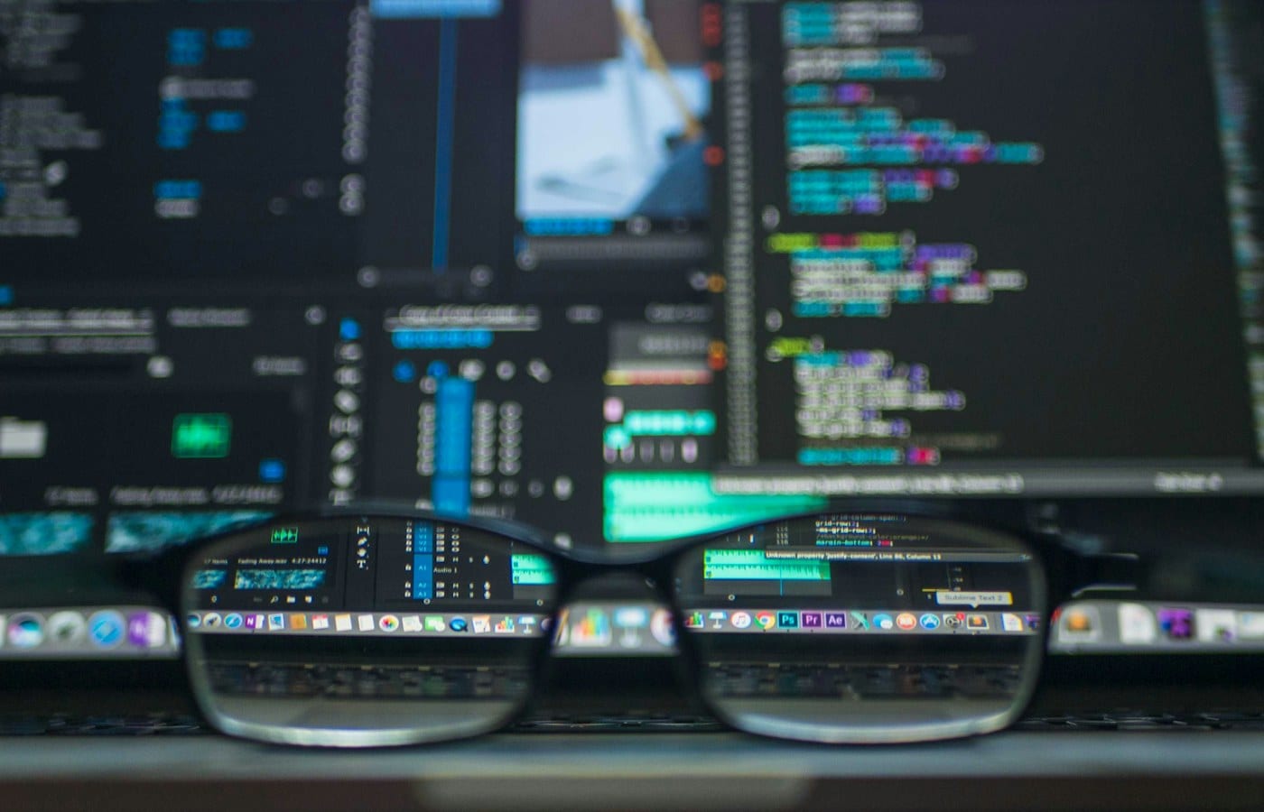 Monitor showing application logs and tests